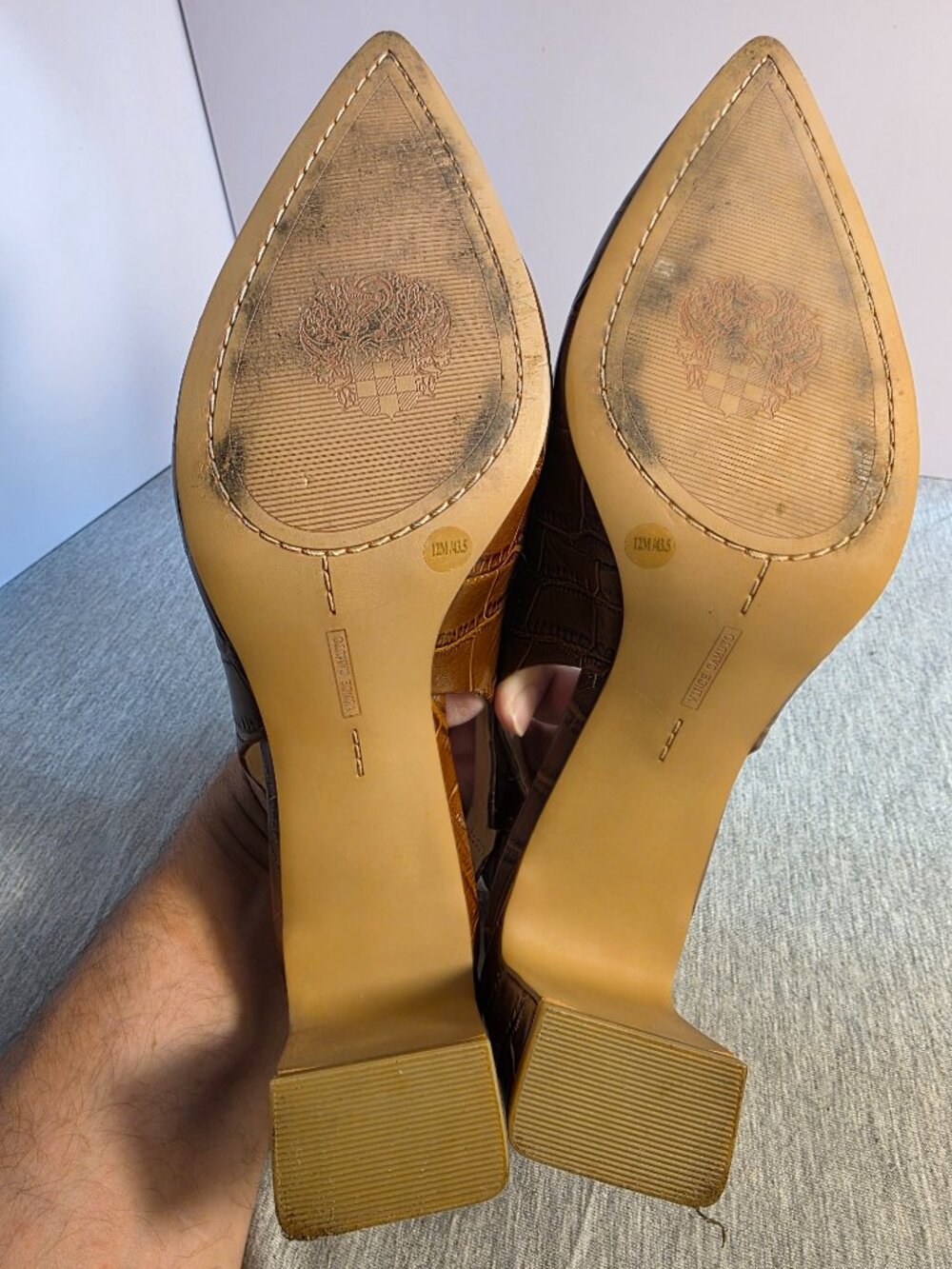 Vince Camuto Hamden Croc Block Heel Slingback Pump Barn Brown Women's 12M - Picture 9 of 9